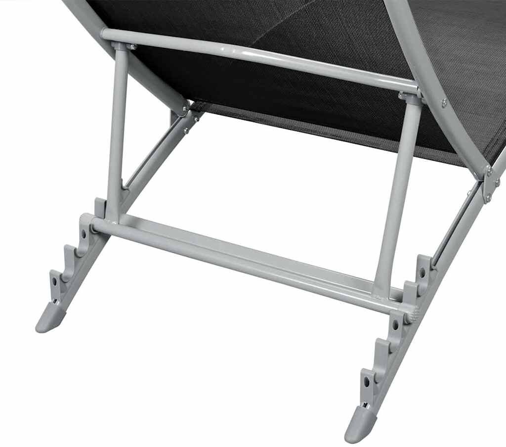 vidaXL Chaise longue Acier et textilène Noir