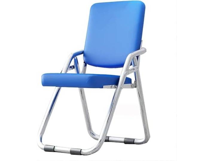 Klappstuhl, Klappstuhl aus PU-Leder und Stahlschaum mit Rückenlehne Mehrfarbig: Büro, Zuhause, Konferenzraum, Partys, Veranstaltungen(Blue)