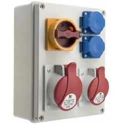 Pawbol, Elektroauto Ladestation, R-BOX 240 Schaltanlage 1x32A/5P 1x16A/5P 2x250V, Schaltanlage L/R IP44 (B.1095W) (Typ 3, 32 A)