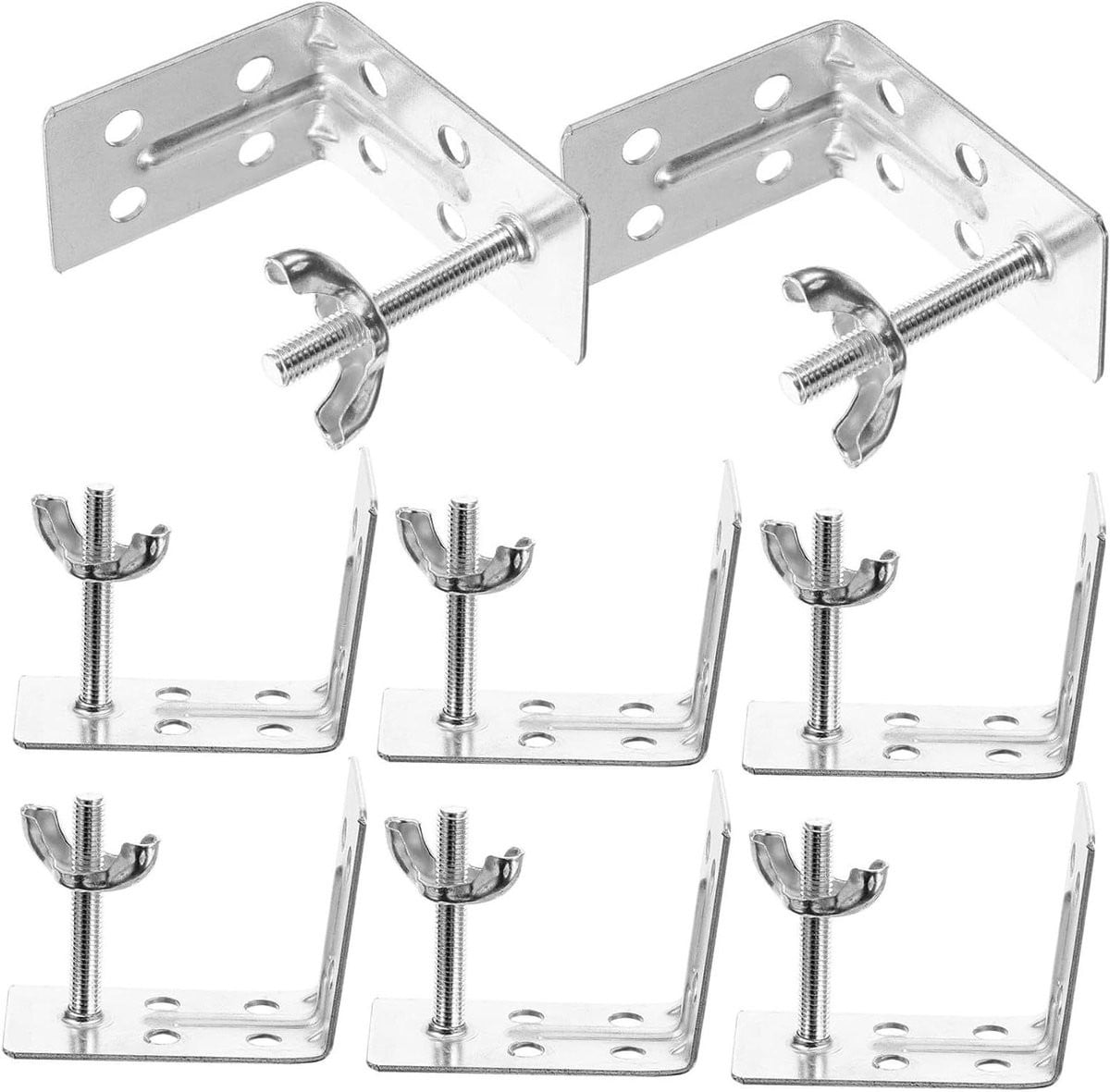 8 stuks L-vormige metalen gordijnbeugels voor rolgordijnen in zilver