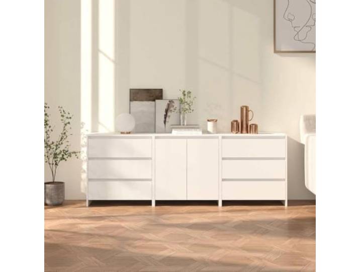HEFZGDB Leicht zu reinigendes Sideboard Möbelstück, modernes Sideboard Set mit Stauraum, dekoratives 3-TLG. weißes für Wohnzimmer und Zuhause