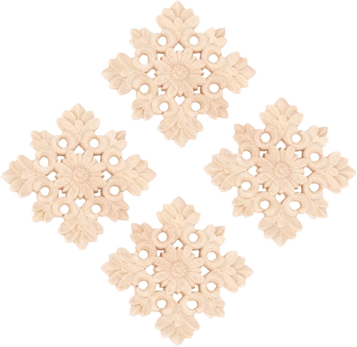 Houten Hoek Applique van ongeschilderd eikenhout, 6 x 6 cm