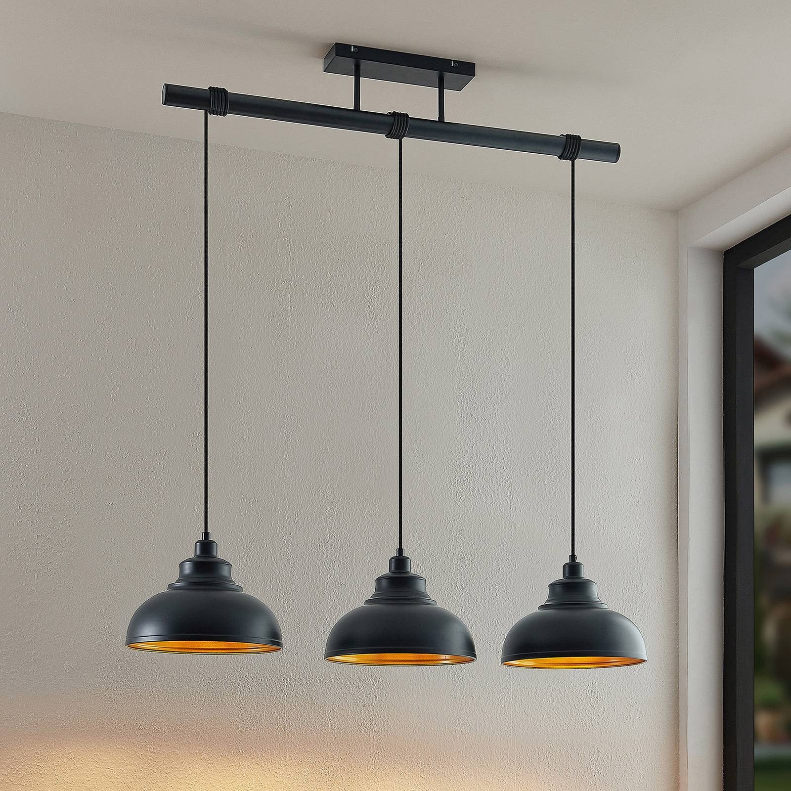 Lindby Hanglamp Emna, Zwart, Metaal, Dimbaar