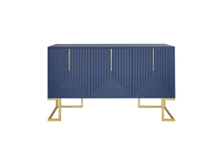 Buffet haut avec 3 portes bleu marine 138*40*81cm