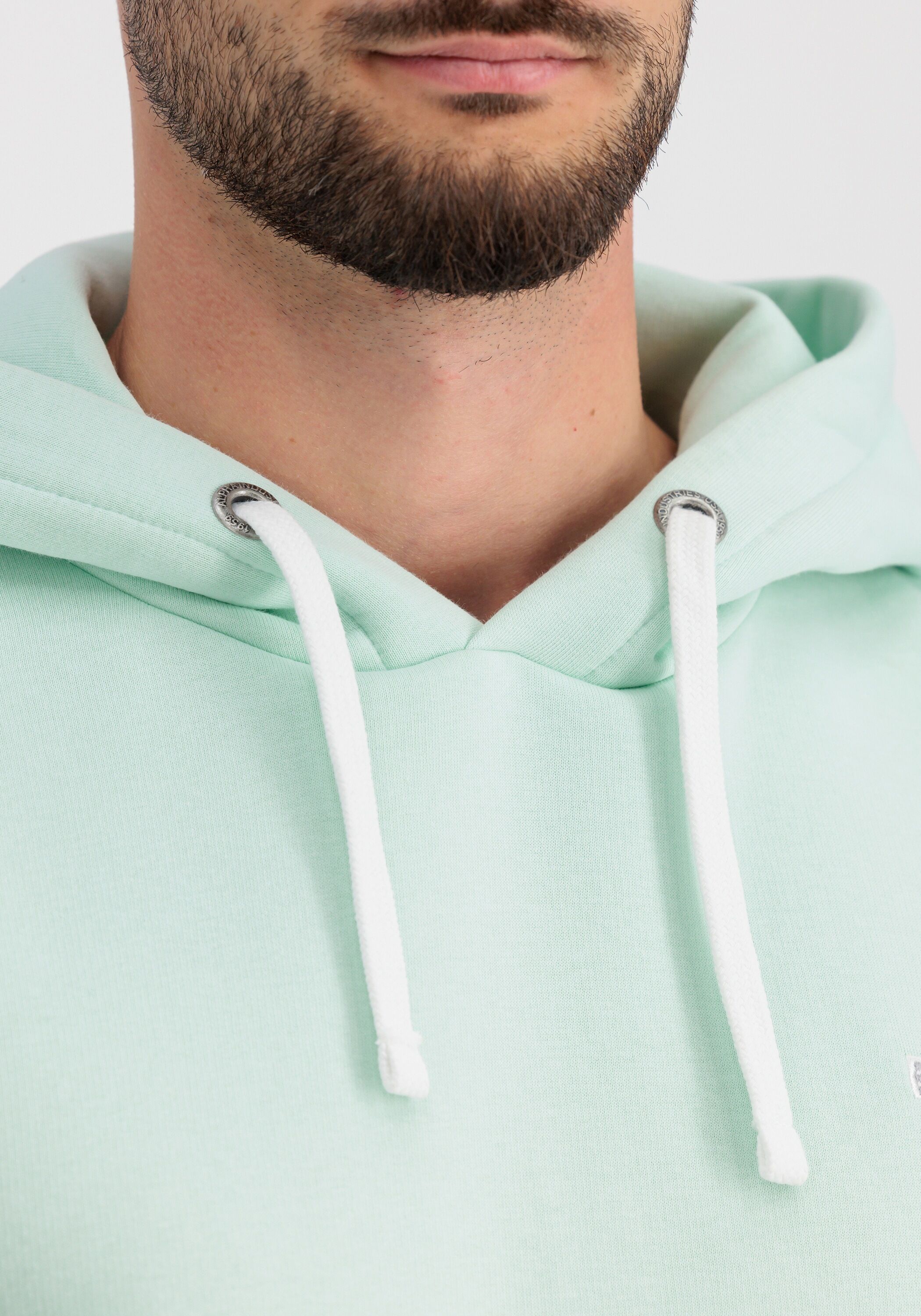 Hoodie ALPHA INDUSTRIES "Unisex EMB Hoodie", Herren, Gr. XS, grün (mint), Obermaterial: 80% Baumwolle, 20% Polyester, regular fit, Sweatshirts Hoodie mint XS