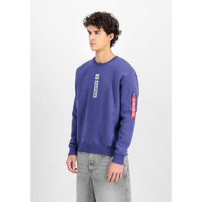 Sweater ALPHA INDUSTRIES "Vertical Puff Print Sweatshirt", Herren, Gr. XXL, lila (night lila), Obermaterial: 80% Baumwolle, 20% Polyester, regular fit, Sweatshirts Sweater