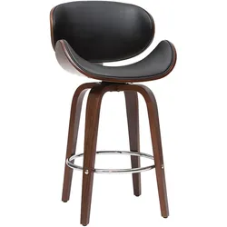 Design-Barhocker Schwarz und dunkles Holz 65 cm WALNUT