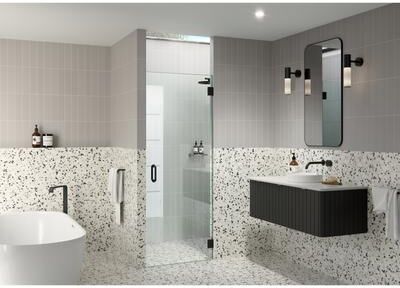 Glass Warehouse Albedo 27 in. W x 78 in. H Fully Frameless Hinged Shower Door - Width Adj 27.375 - 27.775