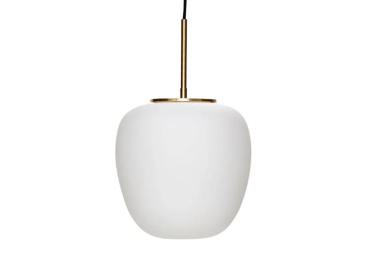 Hübsch Interior - Glas Pendelleuchte Ø 25 cm, Höhe 36 cm, weiss / Messing
