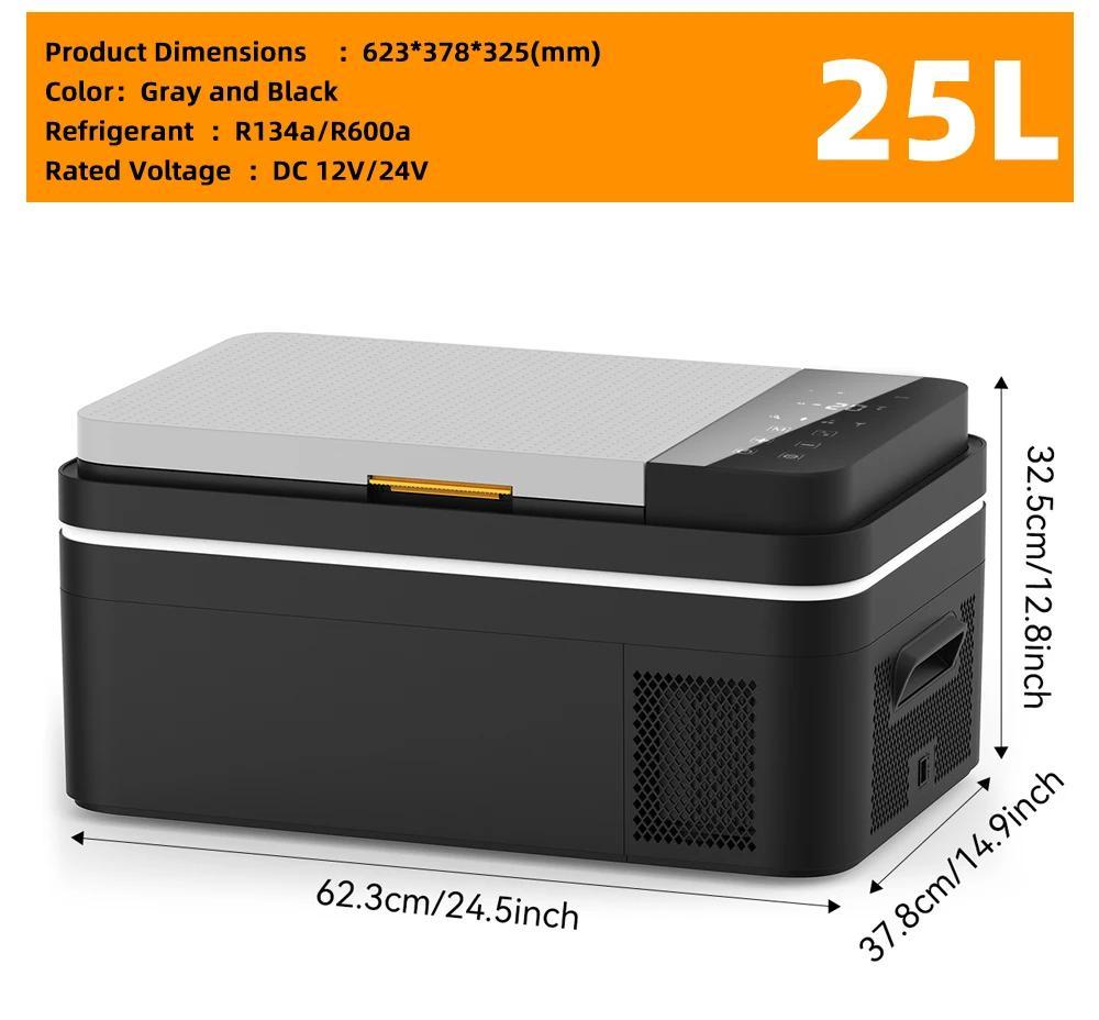 Auto Kühlbox 25 l - Tragbarer Kompressor Kühlschrank Gefrierbox - 12/24 V DC & 230 V AC - APP-Steuerung - Camping LKW Zuhause