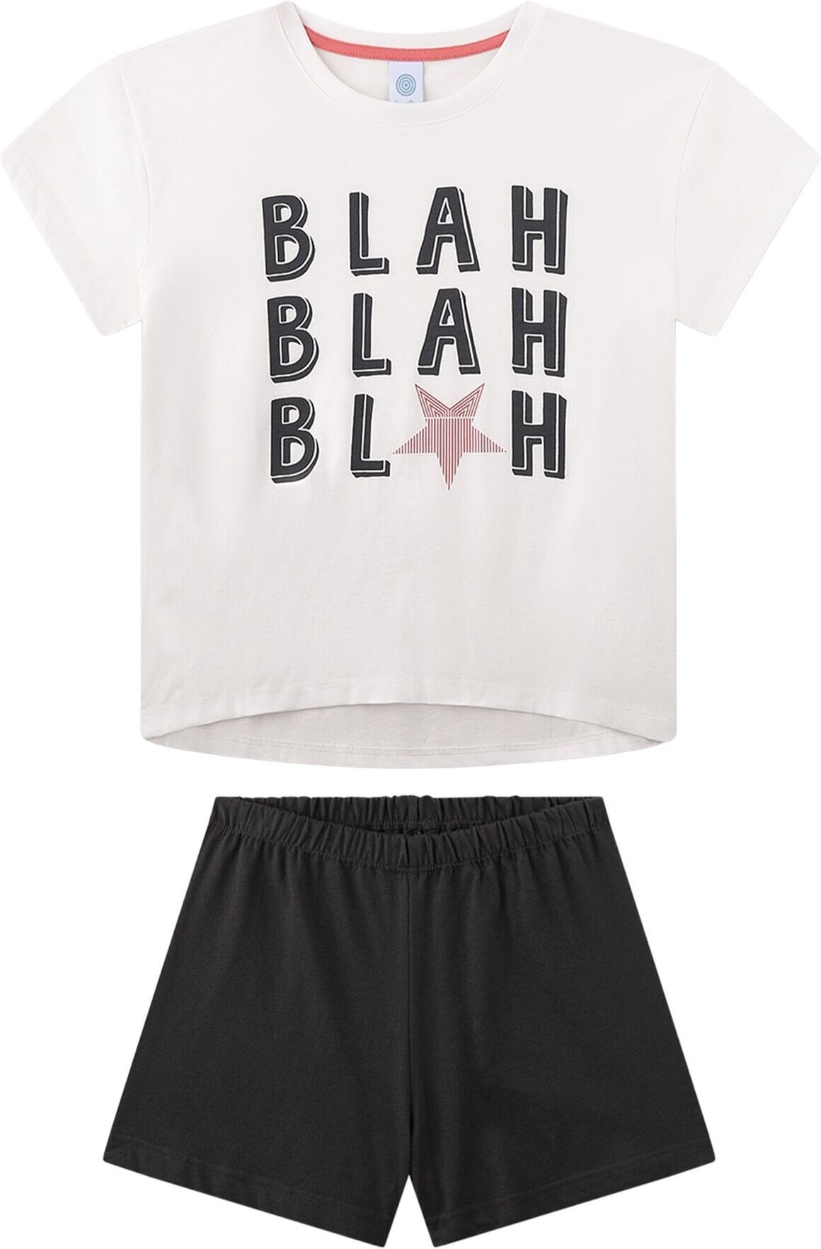 Schlafanzug SANETTA "Pyjama Pyjama Teenager Blah kurz", Jungen, Gr. 176, bunt (schwarz, beige), Obermaterial: 100% Baumwolle CO., Homewear-Sets Schlafanzug