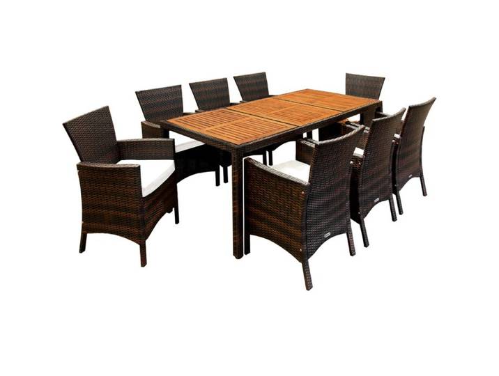 CASARIA® Salon de jardin en Polyrotin Brun 8 places meuble extérieur mobilier terrasse en résine tressé ensemble repas extérieur