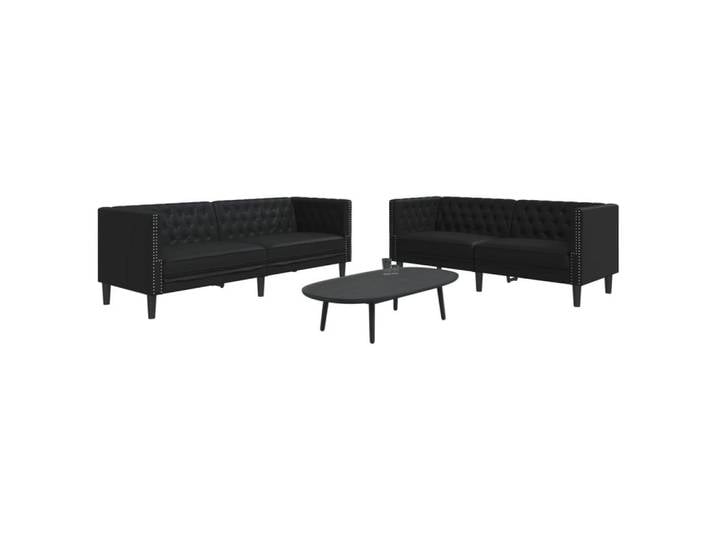 vidaXL Sofa, 2-tlg. Chesterfield-Sofa-Set Schwarz Kunstleder