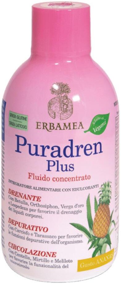 ERBAMEA Srl Erbamea Puradren Plus Fluido Concentrato Depurativo Gusto Ananas, 500 ml