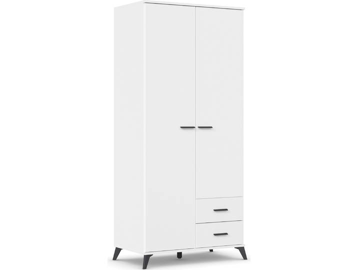 Drehtürenschrank RAUCH Lucena , weiss (alpinweiß), B:95cm H:203cm T:54cm, Holzwerkstoff, Schränke, Drehtürenschrank, mit schräg ausgestellten Füssen im Monochrom-Stil