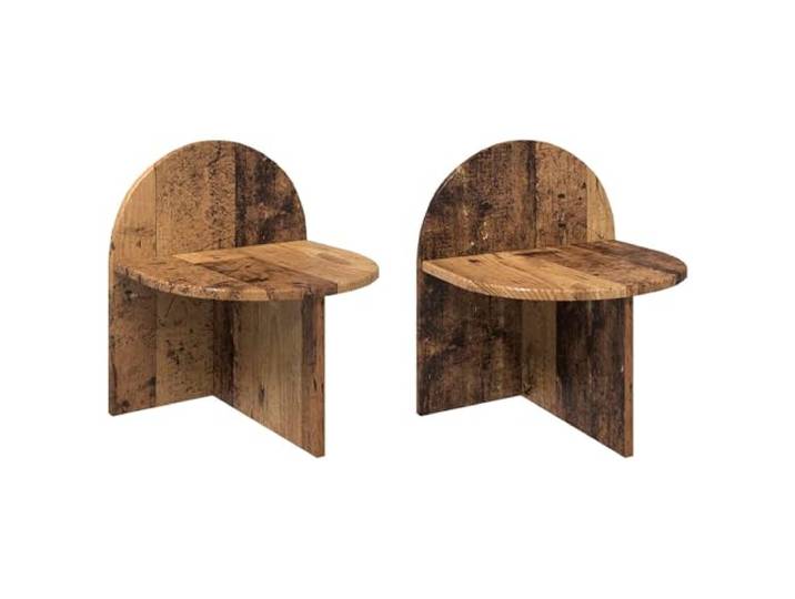 KUPTYERFG Nachttisch 2er Set Altholz 40x35,5x45,5 cm Holzwerkstoff Vielseitiger Beistelltisch im 2er Set für Schlafzimmer und Gästezimmer, wahlweise wandmontiert oder freistehend nutzbar.