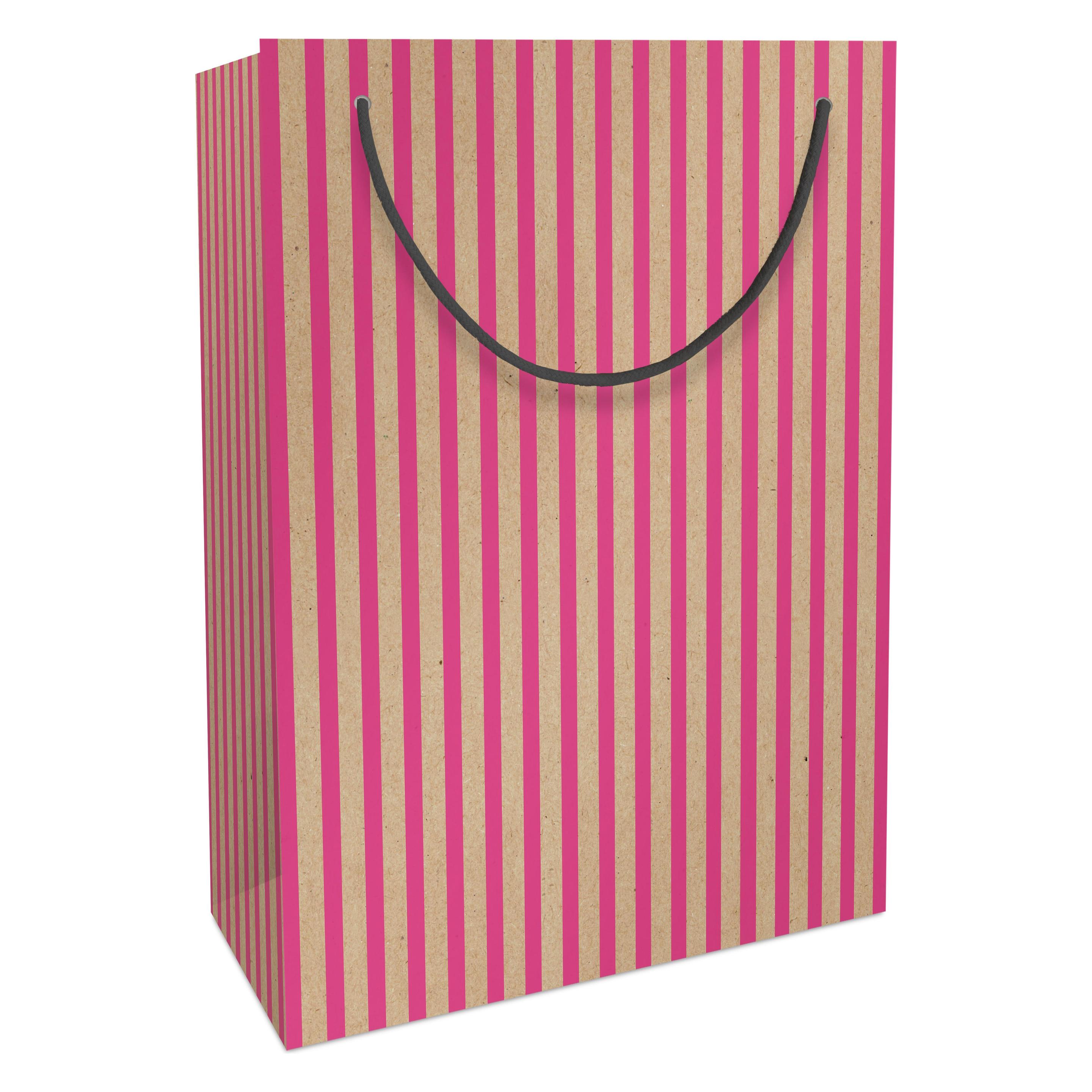 Zishka Tragetasche Weihnachten Kraftpapier Stripes neonpink (4027-23001)