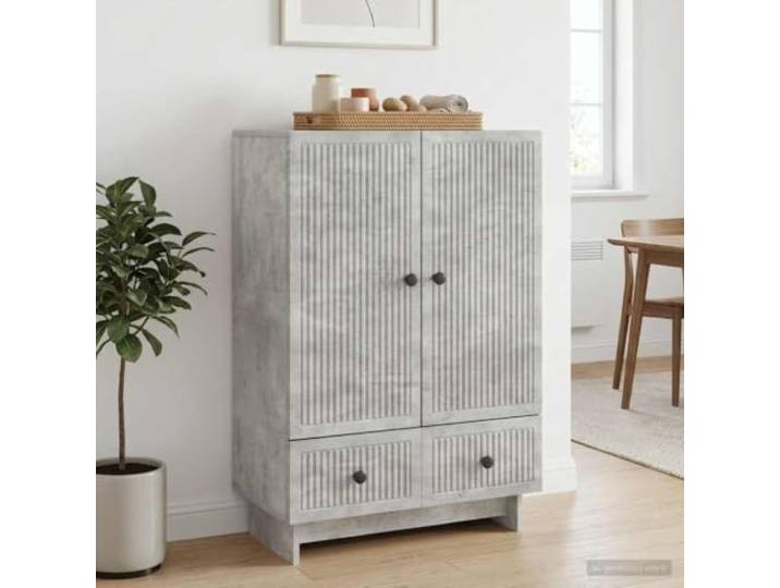 RJPLMFV Anrichte, grau, Beton, 66 x 34,5 x 95 cm, aus Holz Geräumige Aufbewahrung, Schubladen und Türen, klassisches Design, einfache Montage, einfache Wartung