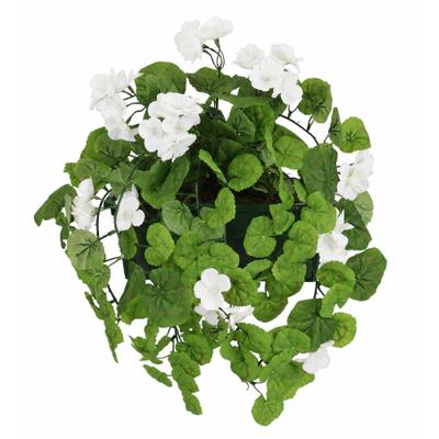 Kunstblume I.GE.A. "Kunstpflanze 'Geranie im Kasten' 38cm Balkonblume Balkonpflanze", grün (weiß), B:30cm H:38cm T:21cm, Obermaterial: 90% Polyester, 10% sonstige Fasern, Kunstpflanzen, Blütenbusch Dekopflanze Geranie Girlande hängend Pflanze künstlich