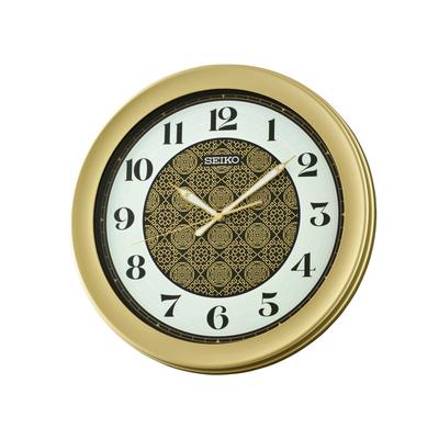 Wanduhr SEIKO, gold (goldfarben), Wanduhren, Ø 36,8cm, Wanduhr, Quarzuhr, durchlaufende Sekunde, Büro, Küche, Esszimmer, Wohnzimmer