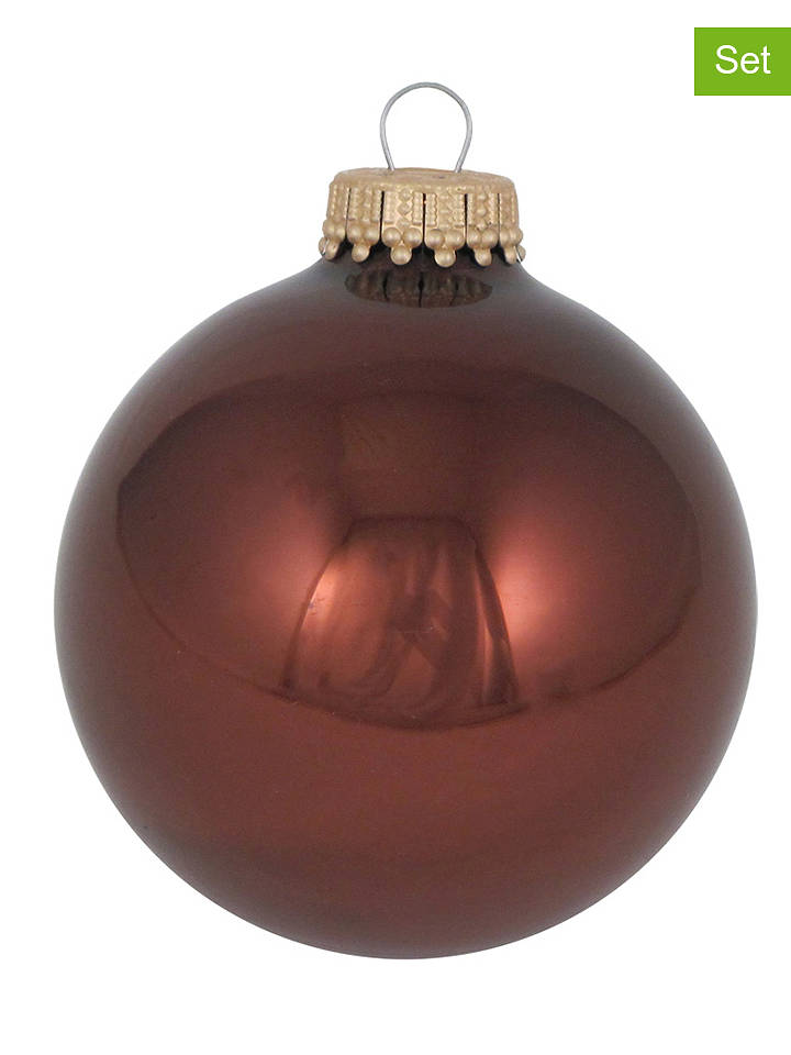 Krebs Glas Lauscha Christbaumkugeln in Braun - 8 Stück - onesize
