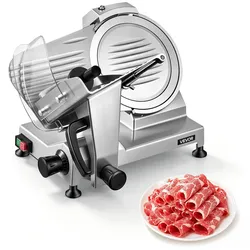 VEVOR Elektrische Aufschnittmaschine 250 mm Klinge, 240 W Allesschneider Fleischschneidemaschine mit Integriertem Schärfer und 0-12 mm Einstellbarer Schnittstärke, für Gefrorenes Fleisch Schinken