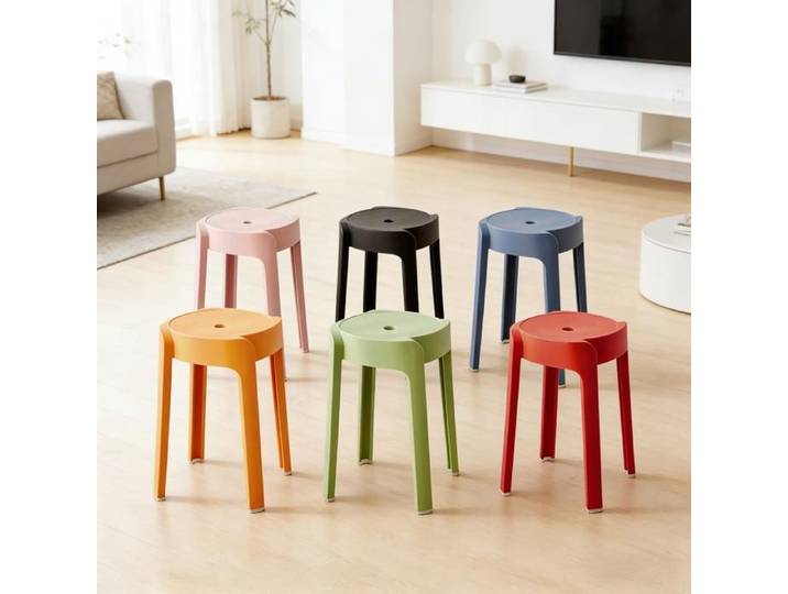 Set de 6 Tabourets empilables en plastique durable pour usage interieur exterieur resistant aux intemperies