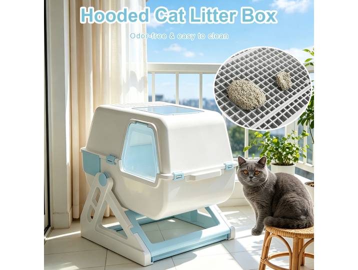 Bac à litière semi-automatique pour chat, nettoyage rapide en 3 secondes, bac à litière à bascule et à tirer avec plateau tamis