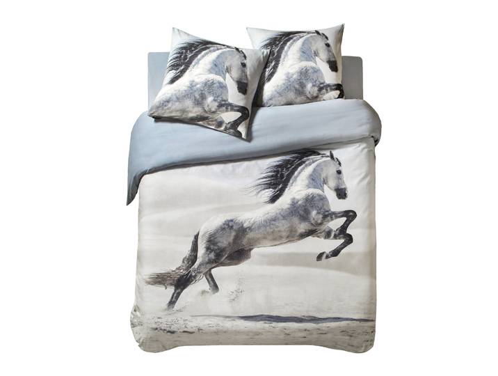 Linge de lit Galop imprimé chevaux, coton - Blancheporte