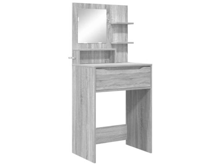 HNSMFPRE Sonoma Schminktisch aus Holz, Grau Schlichtes rechteckiges Design, Kosmetikaufbewahrung, kugelgelagerte Schubladen, langlebiges Ingenieurholz, platzsparend