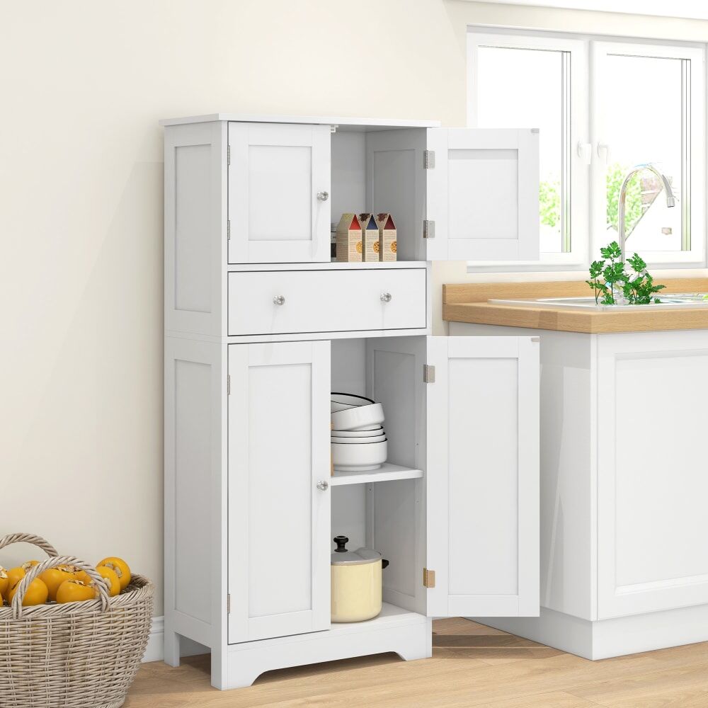 Homcom Armoire de cuisine étagères réglables blanc Blanc 60x128x30cm