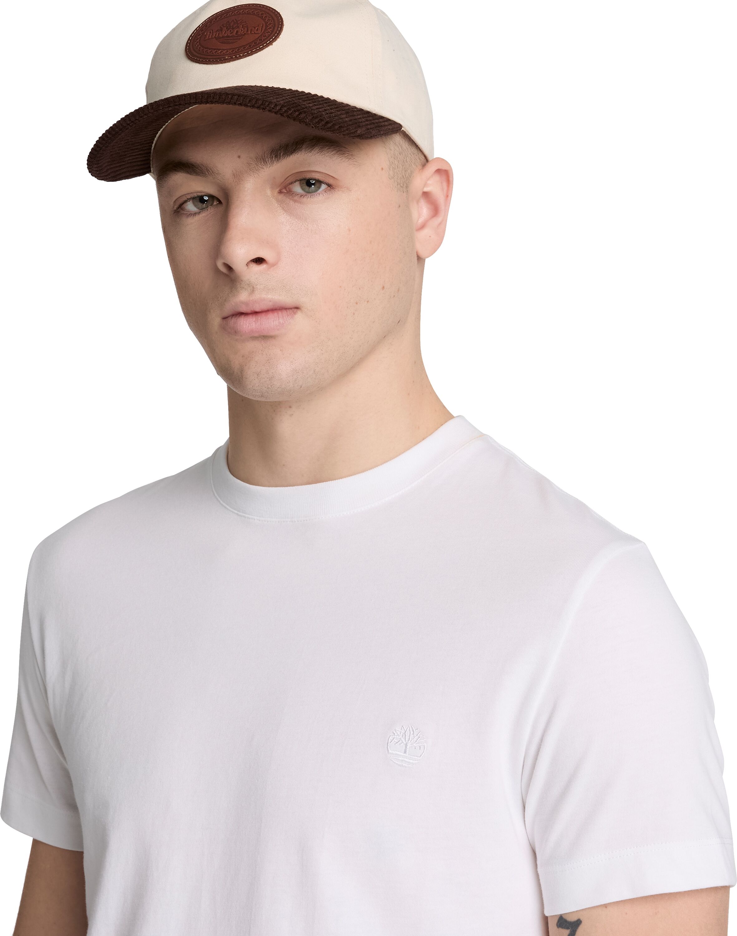 T-Shirt TIMBERLAND "DUNSTAN RIVER - SS Tee (Slim)", Herren, Gr. S, weiß, Jersey, Obermaterial: 100% Baumwolle, normal, Rundhals, Shirts T-Shirt, mit Rundhalsausschnitt, Kurzarm-Design, aus Baumwolle weiß S