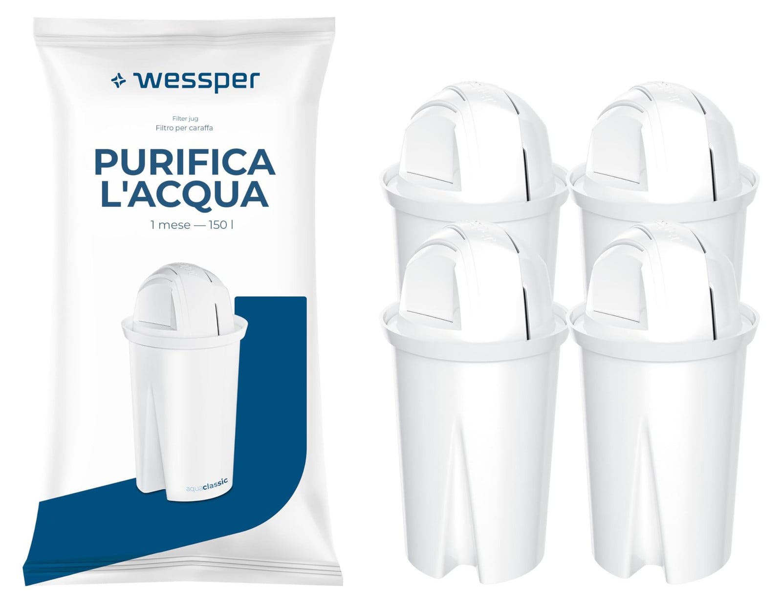 Dripio Waterfilterpatronen Classic met actieve kool, 4 stuks