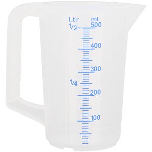 Schneider-GmbH Messbecher 200011, aus Kunststoff, mit ml / Liter Skala, hitzebeständig, 0,5 Liter