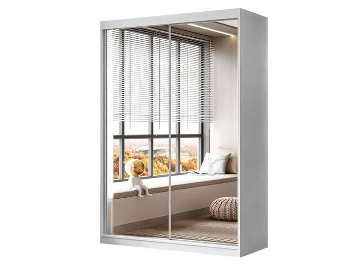 SCHIEBESCHRANK CAMARO III mit Spiegel 150 cm Weiß