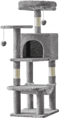 Inspire Curations SkyCastle 44 Inch Multi Level Cat Tree Tower light Grey