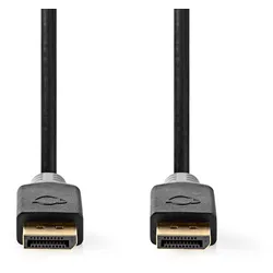Nedis Displayport-Kabel - DisplayPort Stecker - DisplayPort Stecker - 8K@60Hz - Vergoldet - 2.00 m - Rund - PVC - Anthrazit - Box
