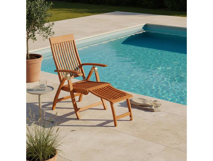 Gardenson Gartenklappsessel Comodoro, Naturfarben, Holz, Eukalyptusholz, Hartholz, X-Form, 62x110x114 cm, klappbar, Holzmöbel, Sitzgelegenheiten Holz, Gartensessel Holz