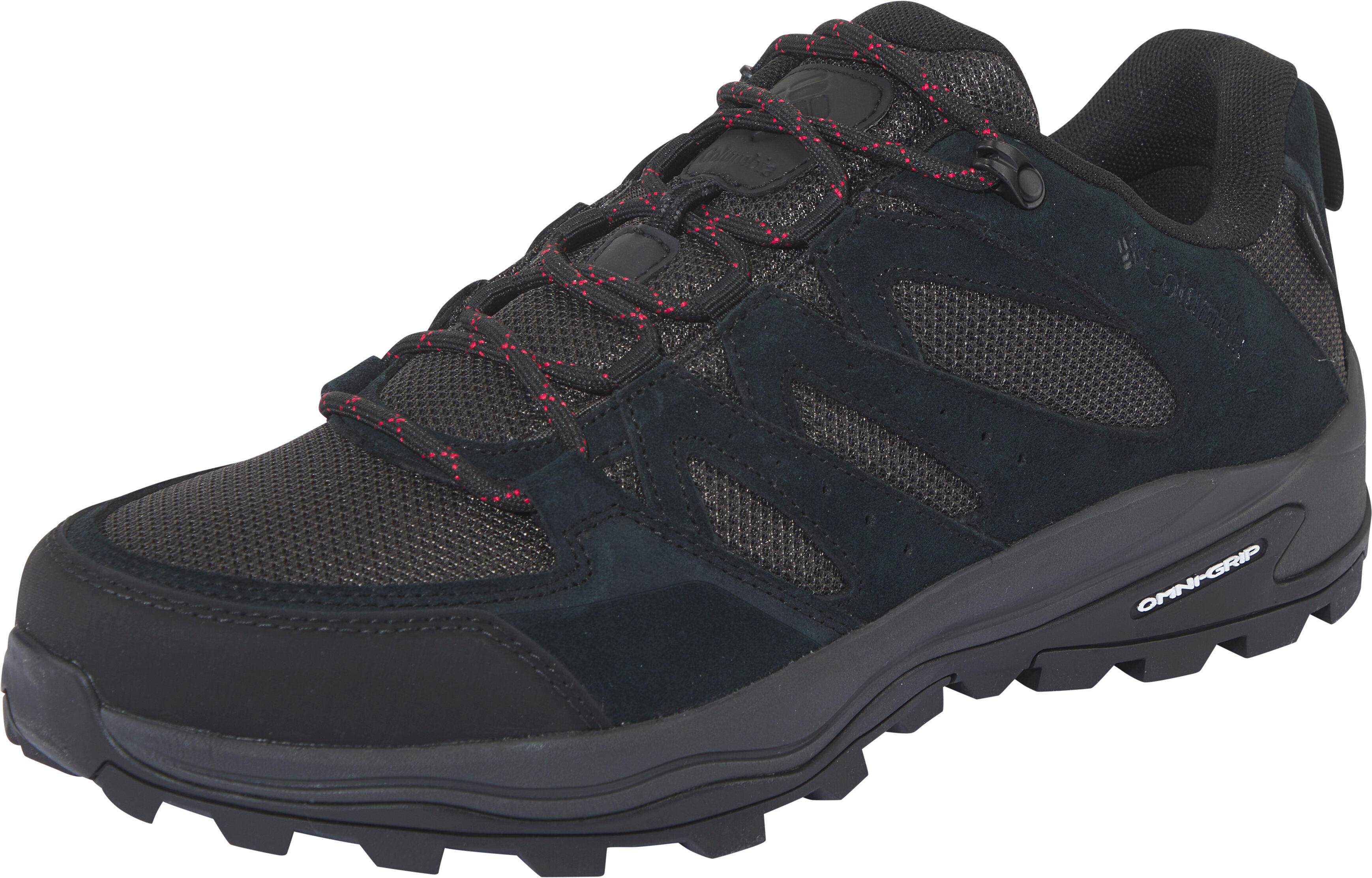 Wanderschuh COLUMBIA "REDMOND™ IV LOW WATERPROOF", Herren, Gr. 46, Synthetik, rot (schwarz, mountain rot), Mesh, Synthetik, Schuhe Wanderschuh, wasserdicht schwarz, mountain rot 46, Synthetik