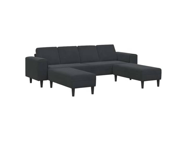 Todiikf Modernes Sofa Set 3-Teilig mit 2 Hockern Schwarz Stilvolle 3-teilige Couchgarnitur fürs Wohnzimmer mit bequemem Schaumstoffpolster und flexibel stellbaren Hockern.