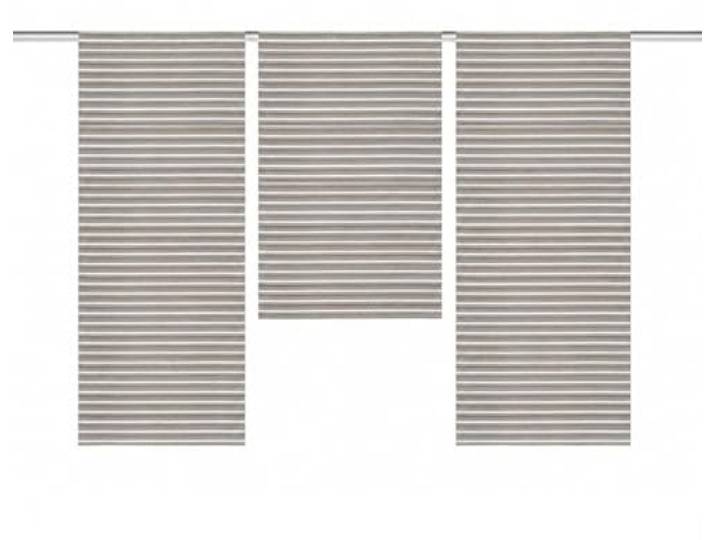 Clever-Kauf-24 Mini Flächenvorhang Set Taupe Schiebevorhang Schiebegardine Scheibengardine mit Querstreifen in Bambusoptik Bistrogardine für Küche und Wohnbereich