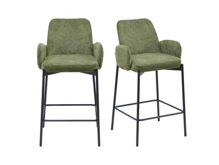 Fauteuil de bar en tissu ikon olive (x2)