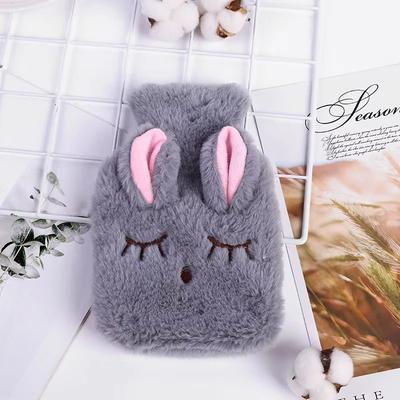 Inspired Finds Cartoon Plush Hot Water Bottle With Soft Cover For Winter Warmth grey