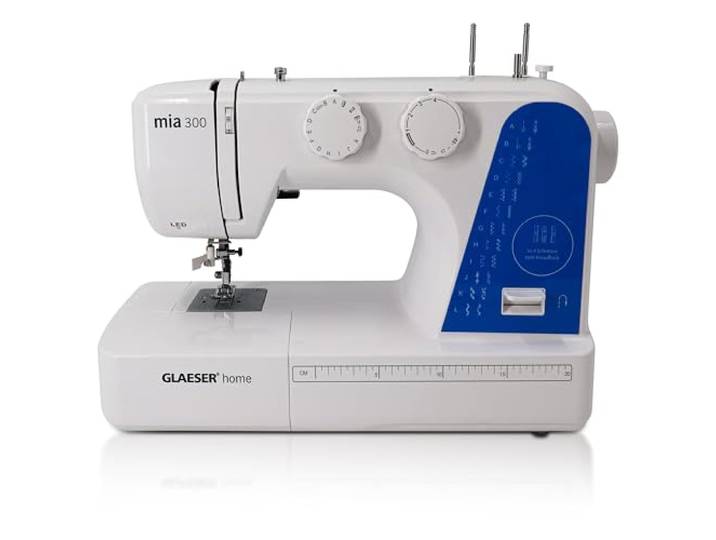 GLAESER® Home Mia 300 Nähmaschine Easy für Anfänger mit Automatischer Einfädler, 24 Stich-Varianten, Kinderleichte Bedienung