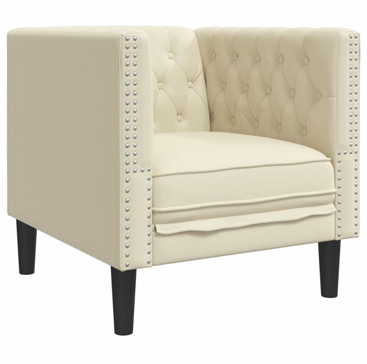 vidaXL Fauteuil Chesterfield-stijl in crèmekleurig kunstleer
