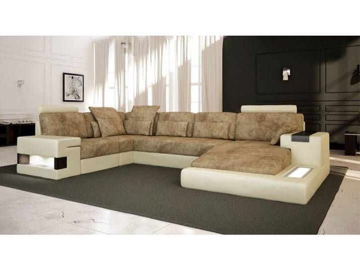 Xlmoebel Wohnlandschaft Vintage-Lounge Ecksofa U-Form mit gepolsterten Sitzflächen, Ecksofa U-Form, Hergestellt in Europa