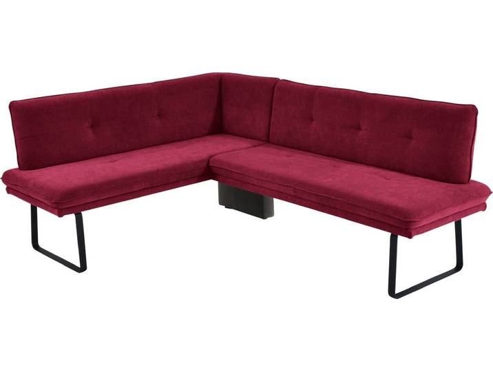 Eckbank K+W KOMFORT & WOHNEN, rot (bordo), B:157cm H:87cm T:207cm, Sitzbänke, Eckbank, Polstereckbank in Spitzkissenoptik, Sitz und Rücken gesteppt