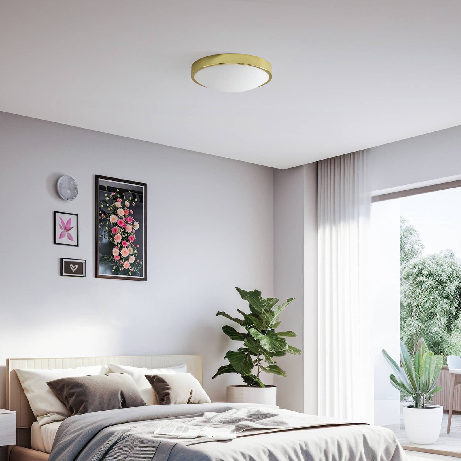 Deckenlampe Jaris Lamkur, dimmbar, messing / gold, für Wohn- / Esszimmer, Metall, Deckenlampe