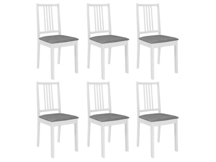 KDVXBCQJH Esszimmerstühle 6er Set Massivholz Küchenstühle mit Polster Weiß Robuste Holzstühle im 6er Pack für Esszimmer und Küche, bequemes Sitzkissen aus Polyester, zeitloses Design in Weiß Grau.