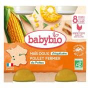 Babybio Maïs Doux d'Aquitaine & Poulet Fermier du Poitou - Carton 2 pots de 200 g
